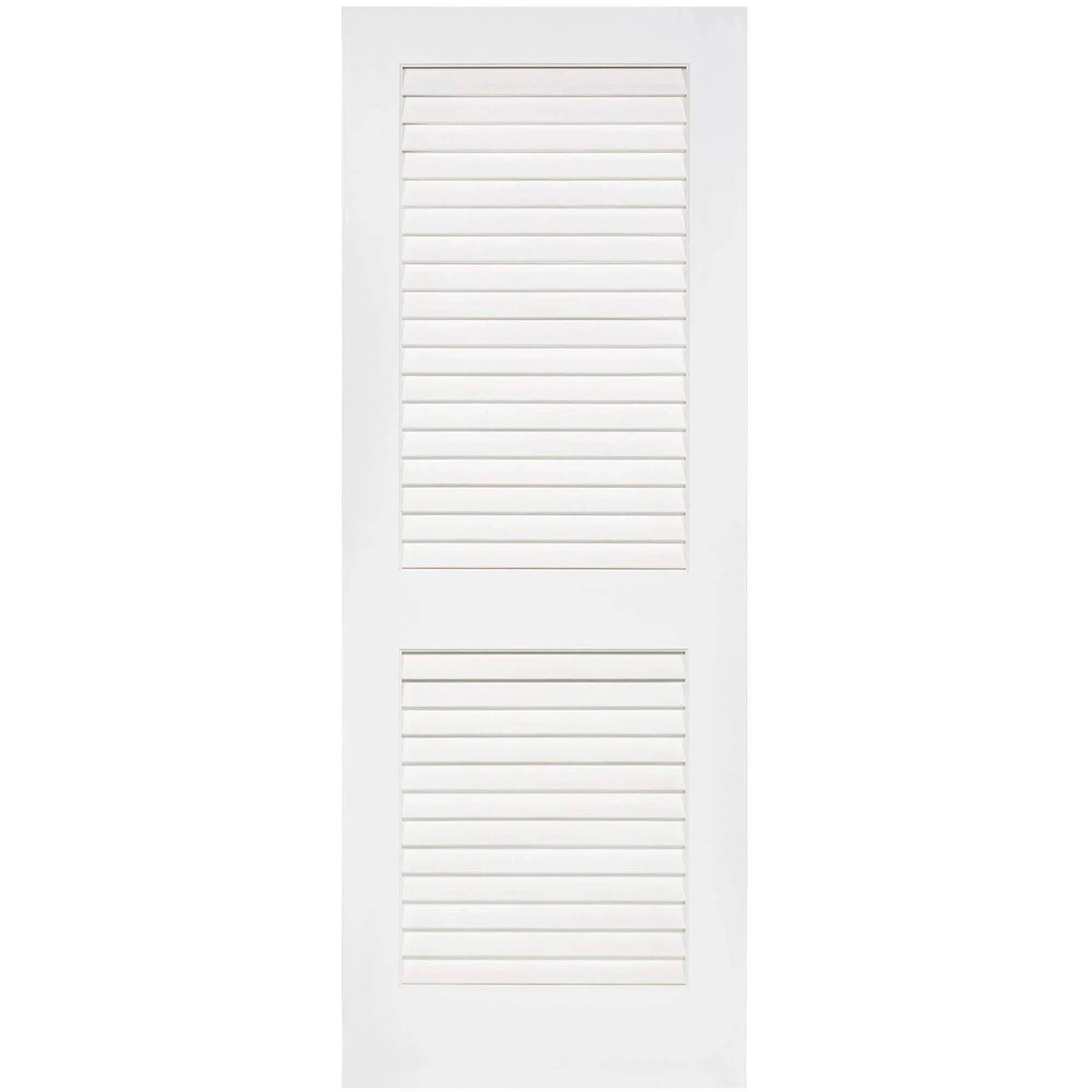 24 in. x 80 in. White Plantation Louver Panel Solid Core Wood Interior Door Slab