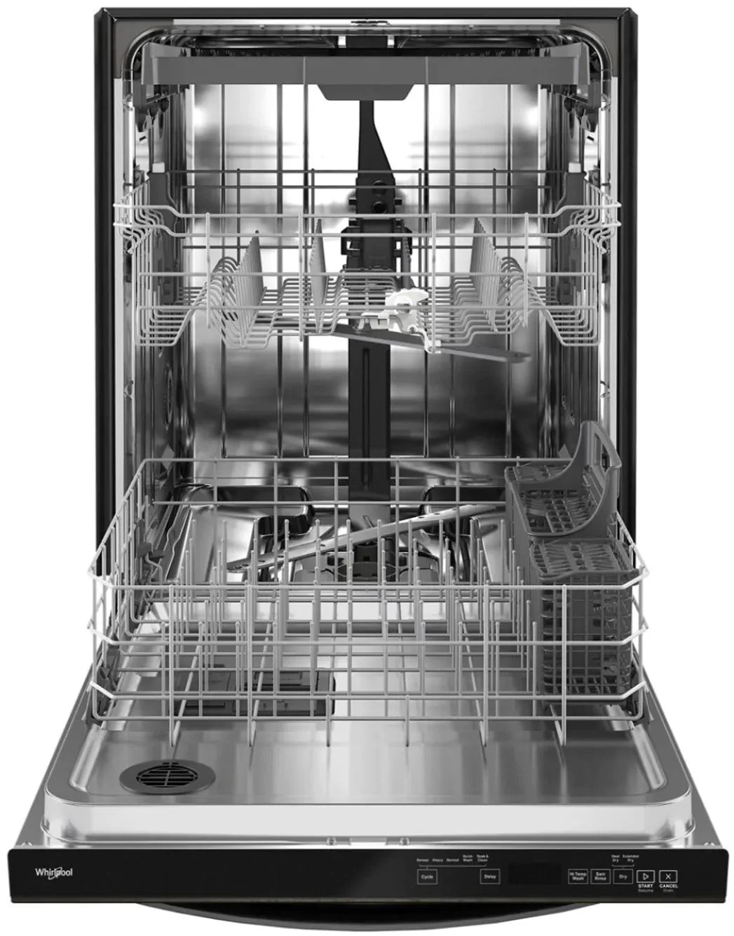 Whirlpool - 24 Top Control Built-In Dishwasher with Stainless Steel Tub, Large Capacity, 3rd Rack, 47 dBA - Black stainless steel