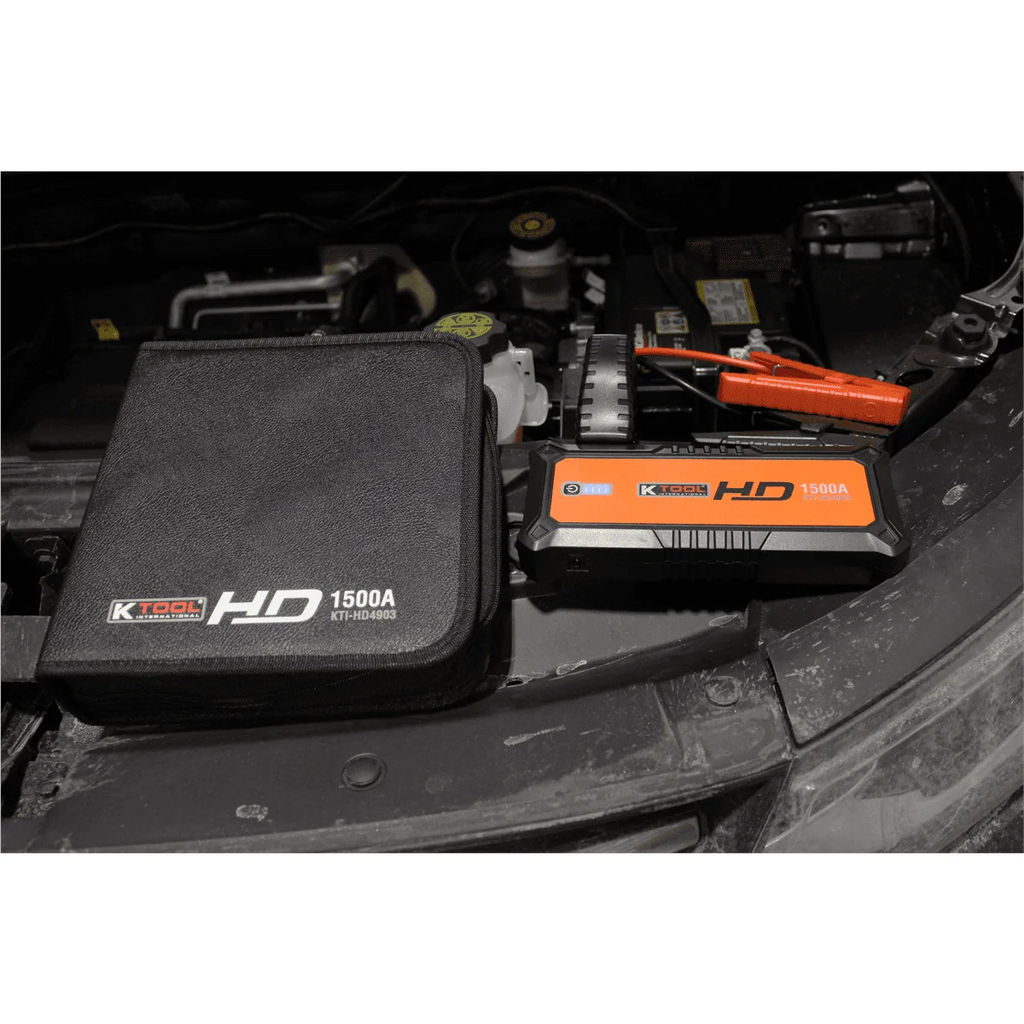 K Tool HD Power Bank Portable Charger Heavy Duty Jump Starter 24000 mAh Jump Starters for Gasoline Engines and 11.0L Diesel Engines Lithium Polymer Emergency Light