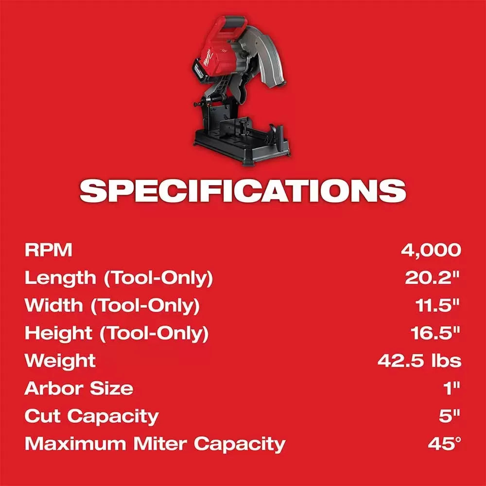 Milwaukee 2990-20 M18 FUEL 14 Li-Ion Brushless Abrasive Chop Saw - Bare Tool