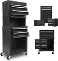 Torin ATBT1204B-RB Rolling Garage Workshop Organizer: Detachable 4 Drawer Tool Chest with Large Storage Cabinet and Adjustable Shelf, 10.98 D x 20.31 W x 40.4 H, Red/Black