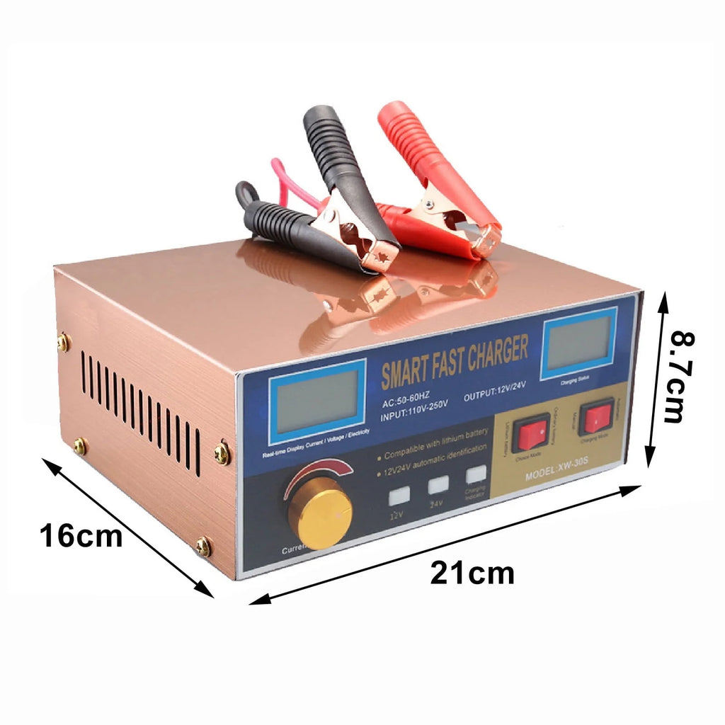 XWQ Battery Charger Pulse Repair High Power Antiflaming 400W 12V 24V Storage Battery Maintainer for Car