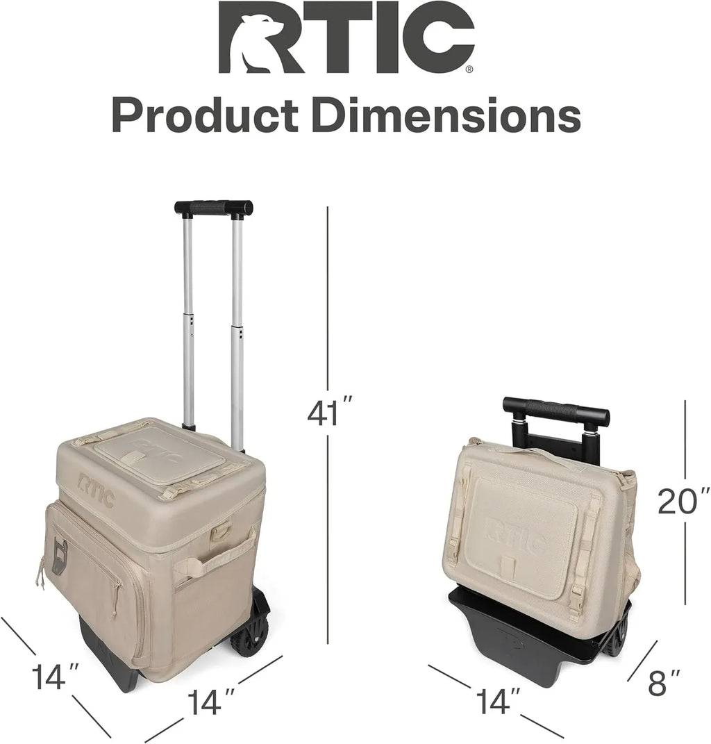 RTIC 40 Can Everyday Wheeled Cooler, Soft Sided Insulated Portable Rolling Collapsible Cooler Bag with Wheels and Handle for Outdoor, Beach, Camping, Sports, Travel, Leakproof