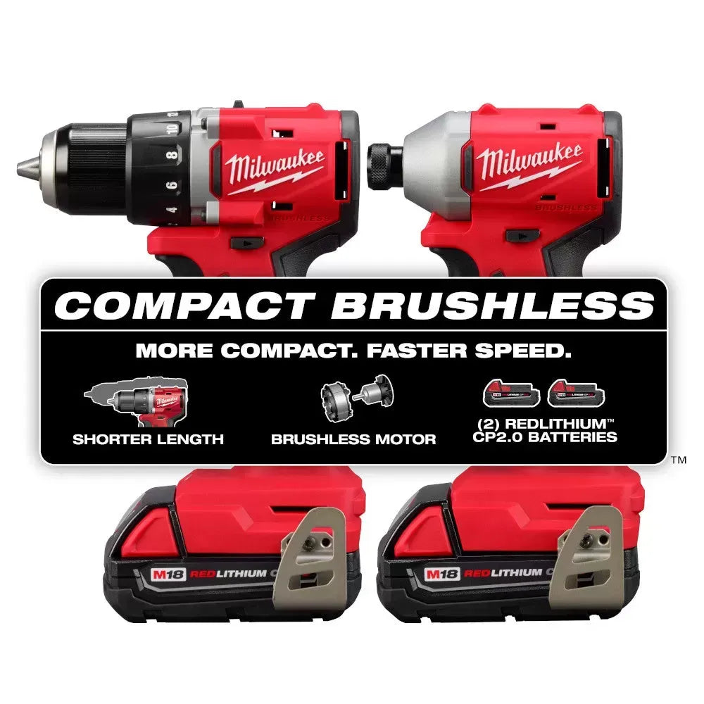 Milwaukee Pre-Sale Pre-Sale 3692-22CT M18 18V Compact Brushless 2 Tool Drill/Driver Combo Kit
