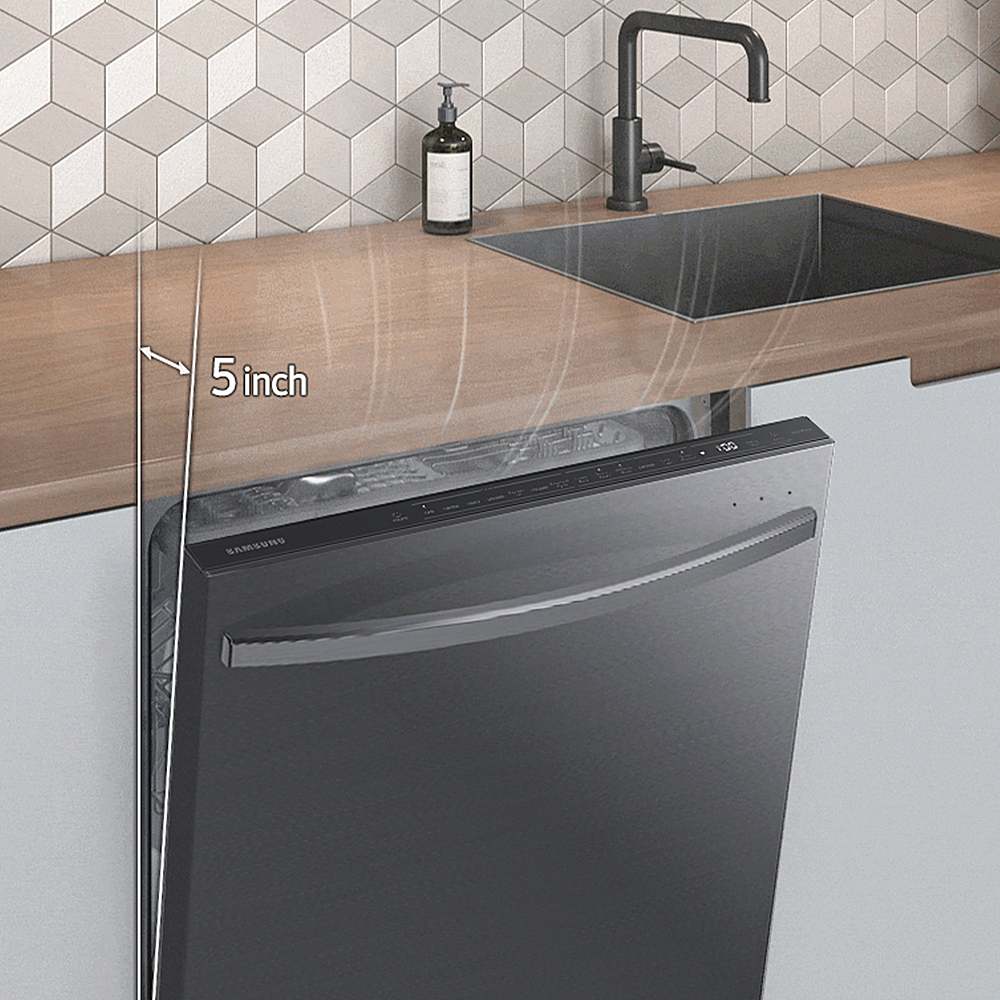 Samsung - Smart 44dBA Dishwasher with StormWash+ - Black stainless steel