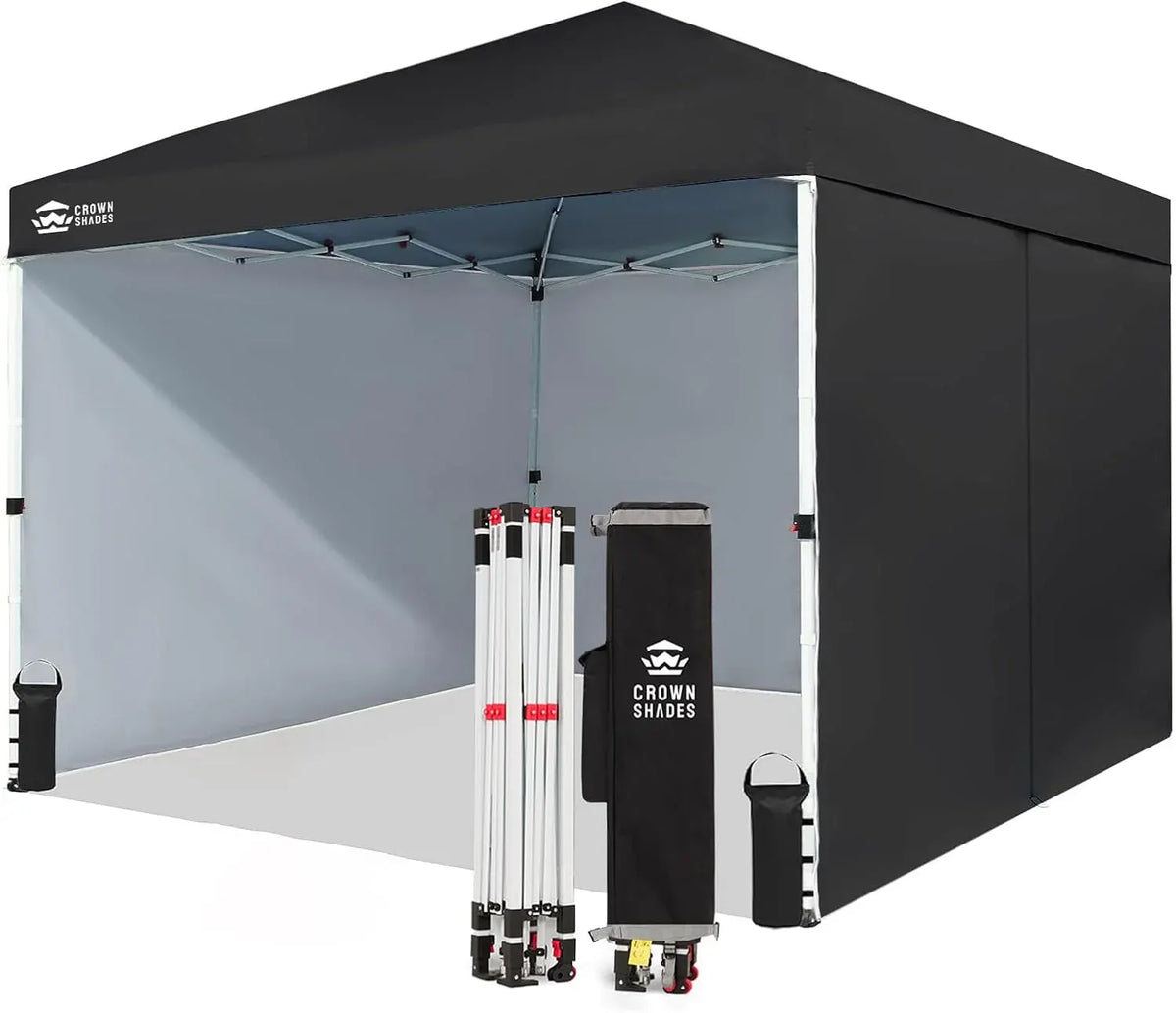 10X10 Comercial Instant Canopy Pop Up Tent with Center Lock (10x10 with 4 Sidewalls, Black)