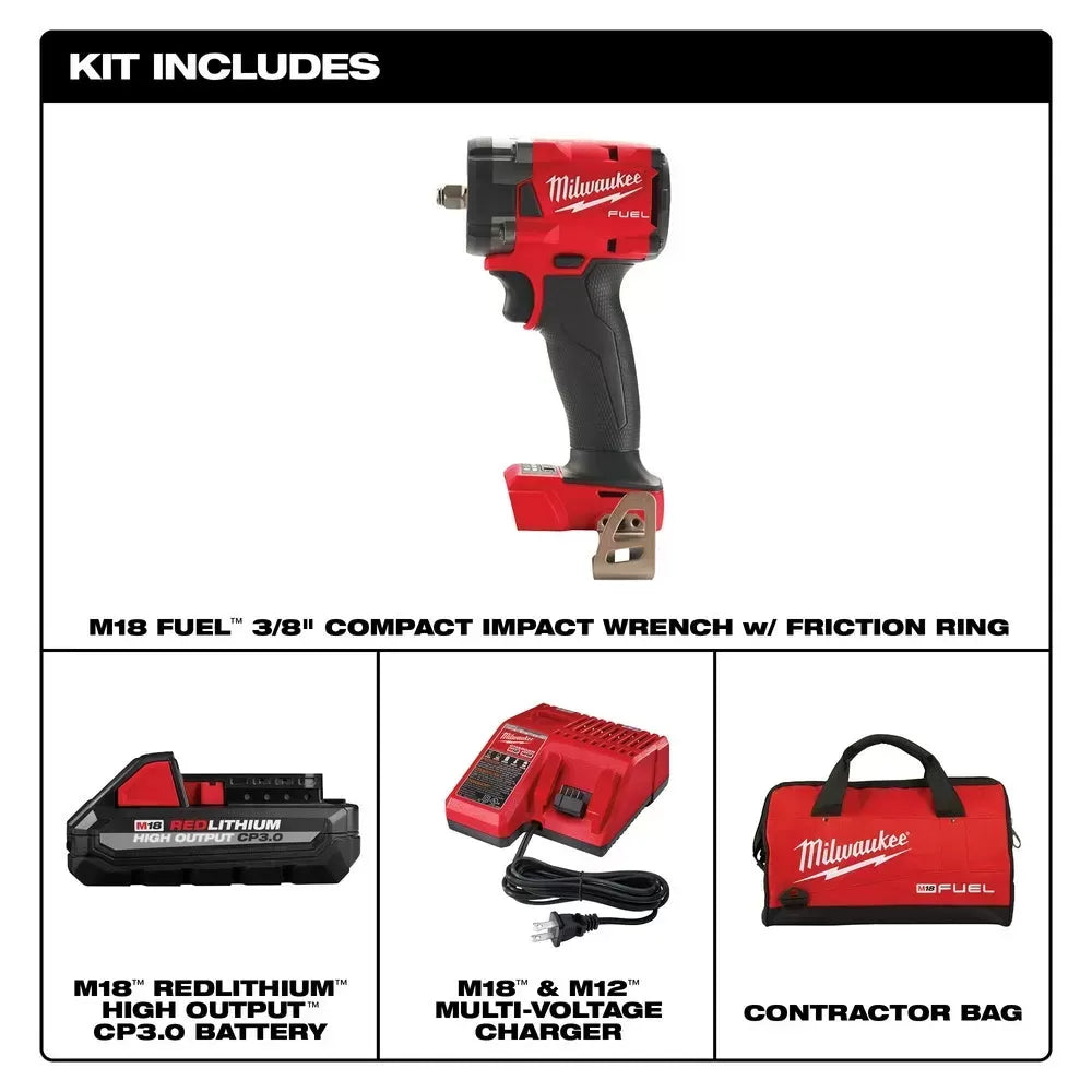 Milwaukee Pre-Sale 2854-21HO M18 FUEL 18V 3/8 Compact Impact Wrench w/ Friction Ring Kit