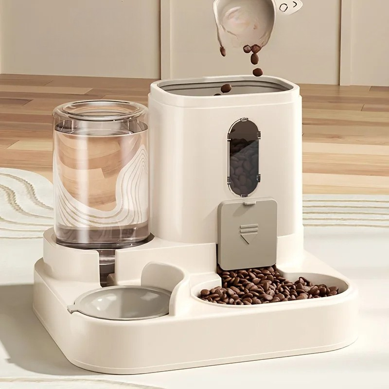 Automatic Gravity Pet Feeder with Dual Bowls and Water  Control