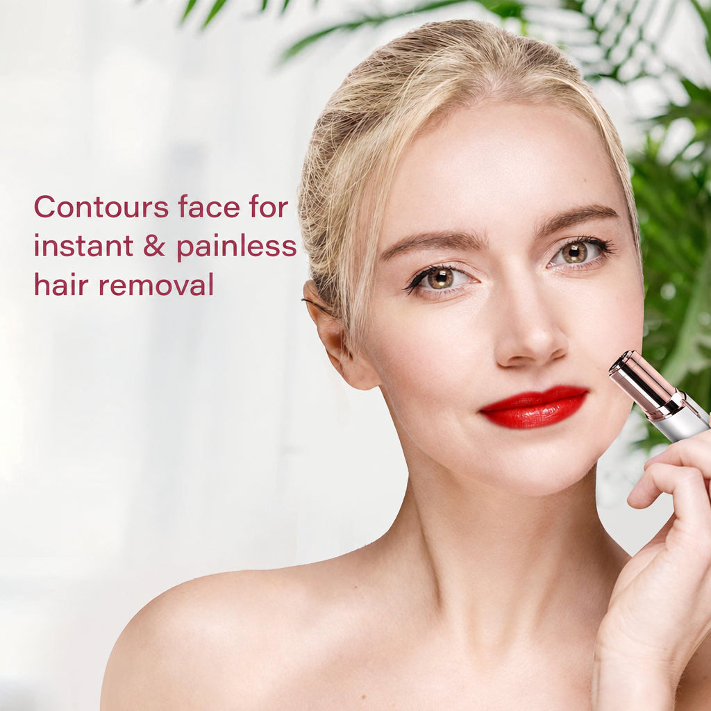 Electric Facial Hair Remover with Rounded Safety Head and Dermaplane Action
