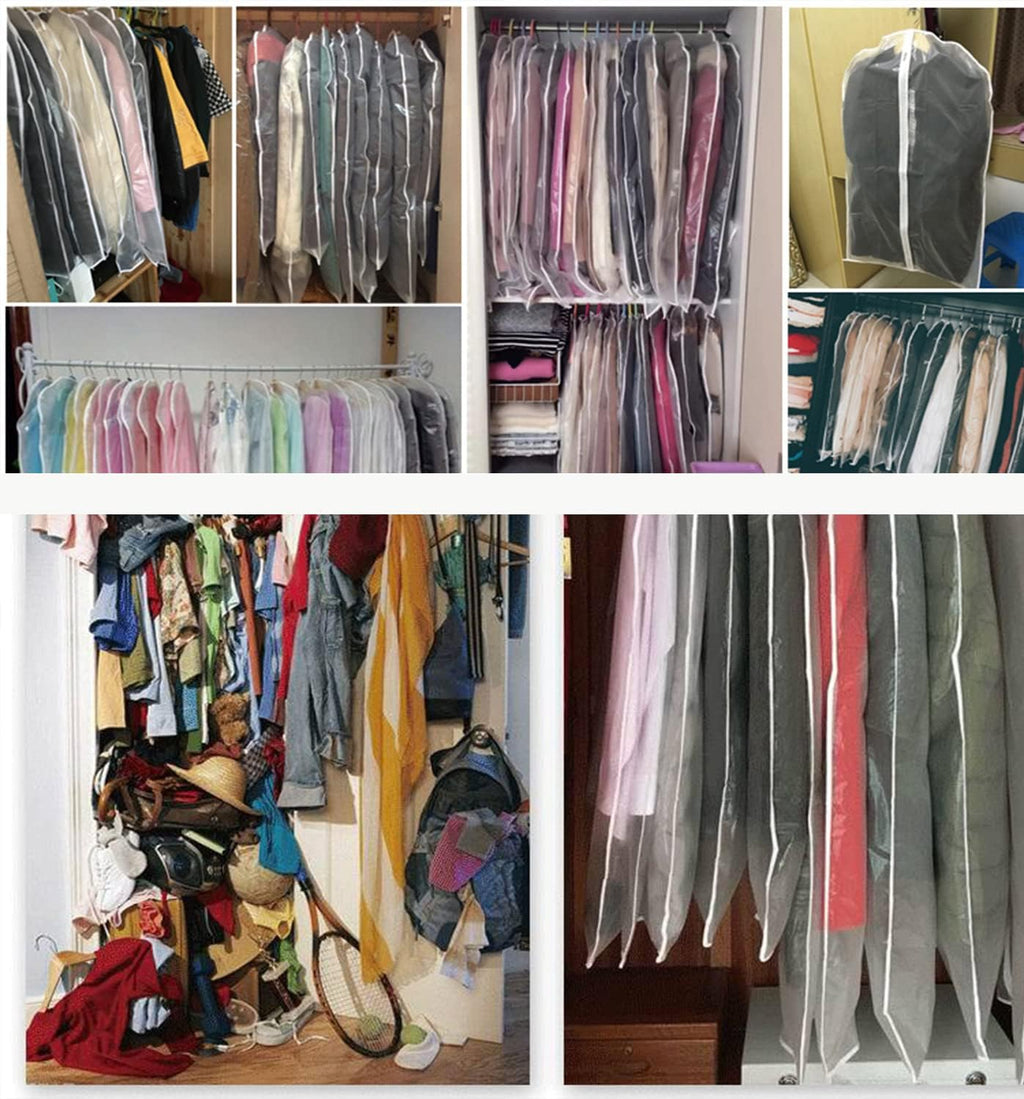 Clear Garment Storage Bags with Breathable Vinyl Acetate and Full Zipper, Set of 5