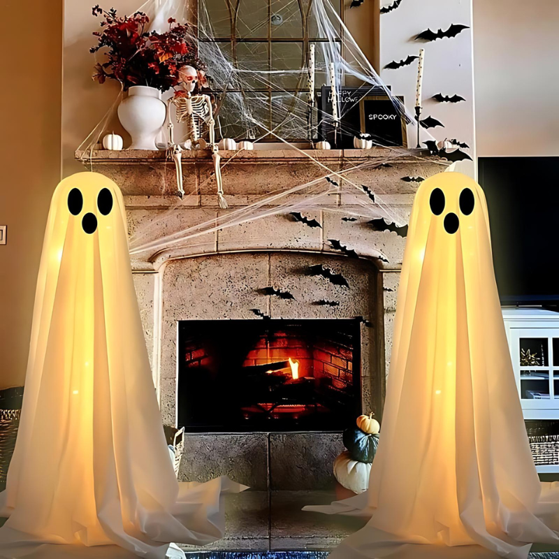 Glowing Ghost Yard Decorations Set with Internal LED Lighting, 78in Tall