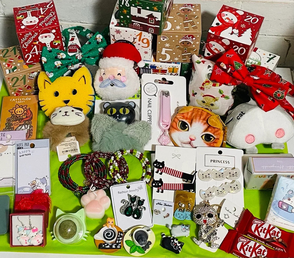 Advent Calendar with 24 Cat-Themed Gifts and Daily Surprises