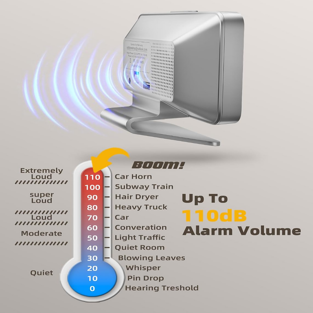 Digital Alarm Clock with Battery Backup and Phone Charging, 2-Inch Large Display