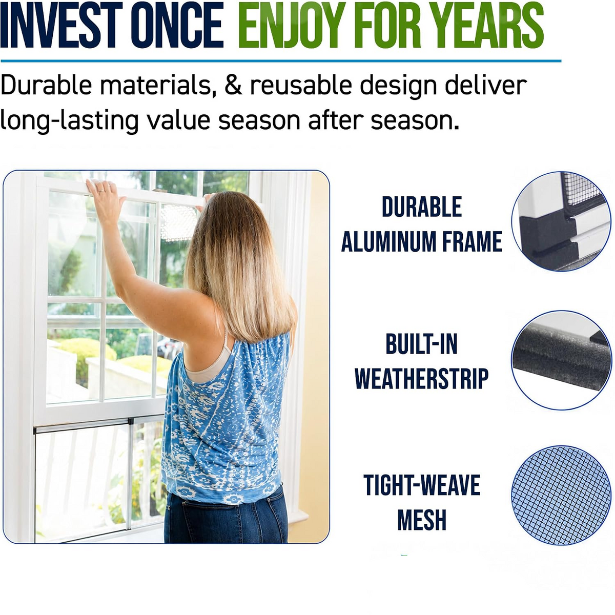 Expandable Window Screen with Fiberglass Mesh and Felt Seal