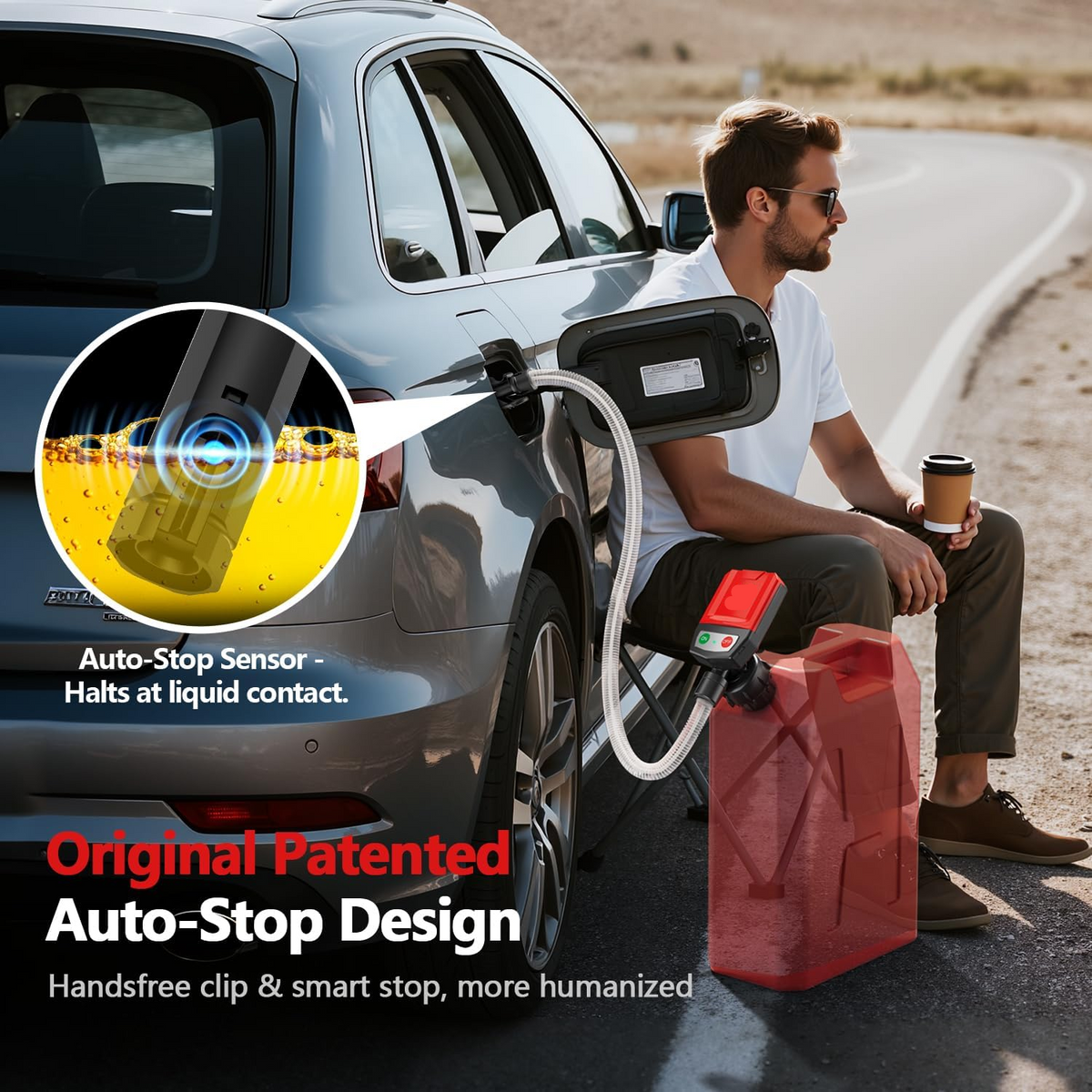 Automatic Fuel Transfer Pump with Battery Power and Four Tank Adapters