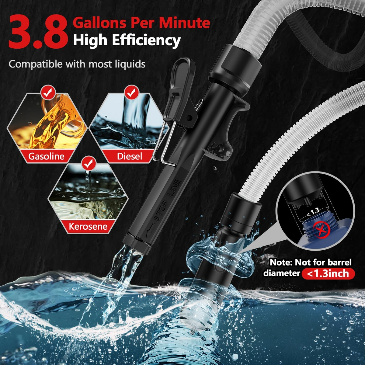 Automatic Fuel Transfer Pump with Battery Power and Four Tank Adapters