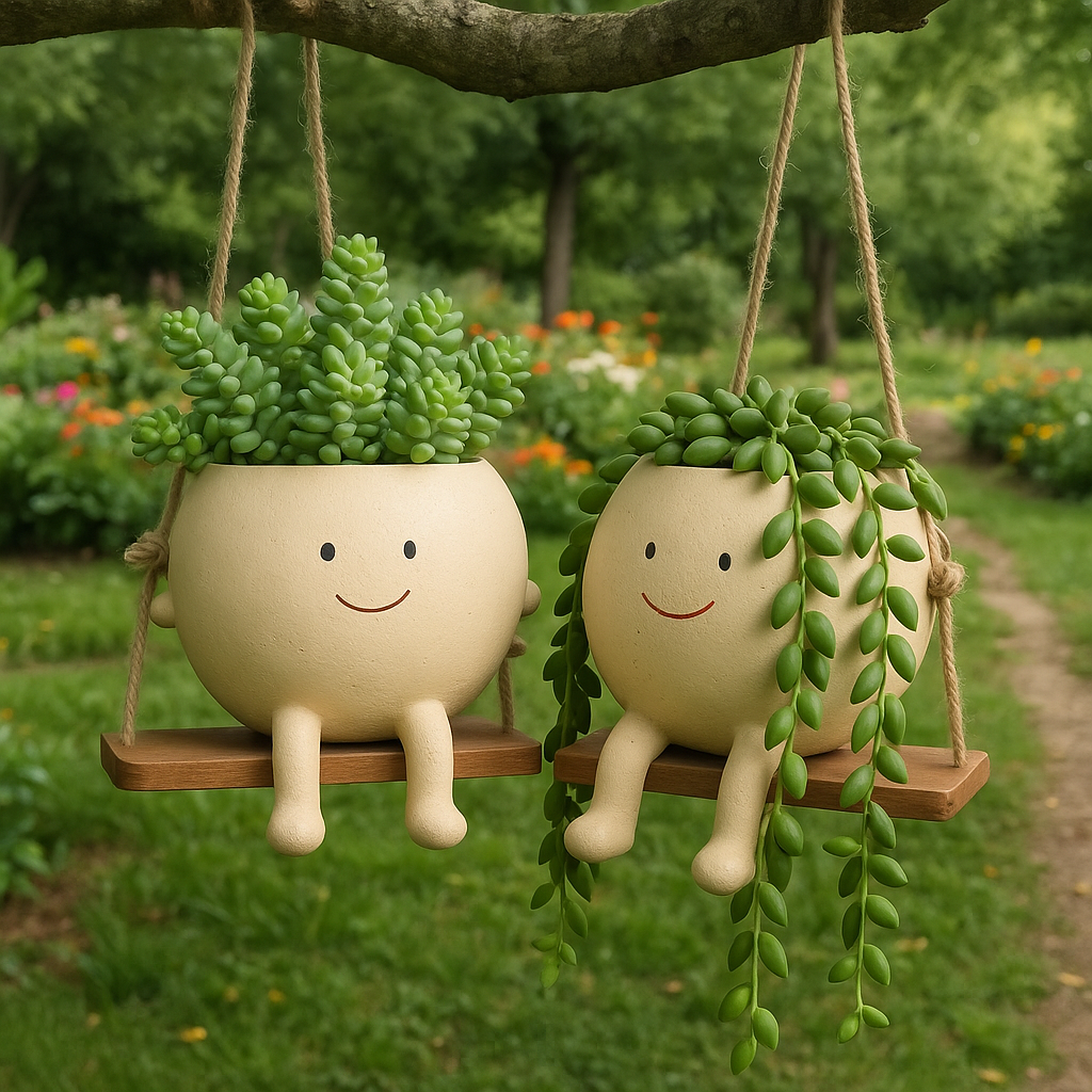 Hanging Planter with Weather-Resistant Resin and Integrated Hanger, for Small Succulents