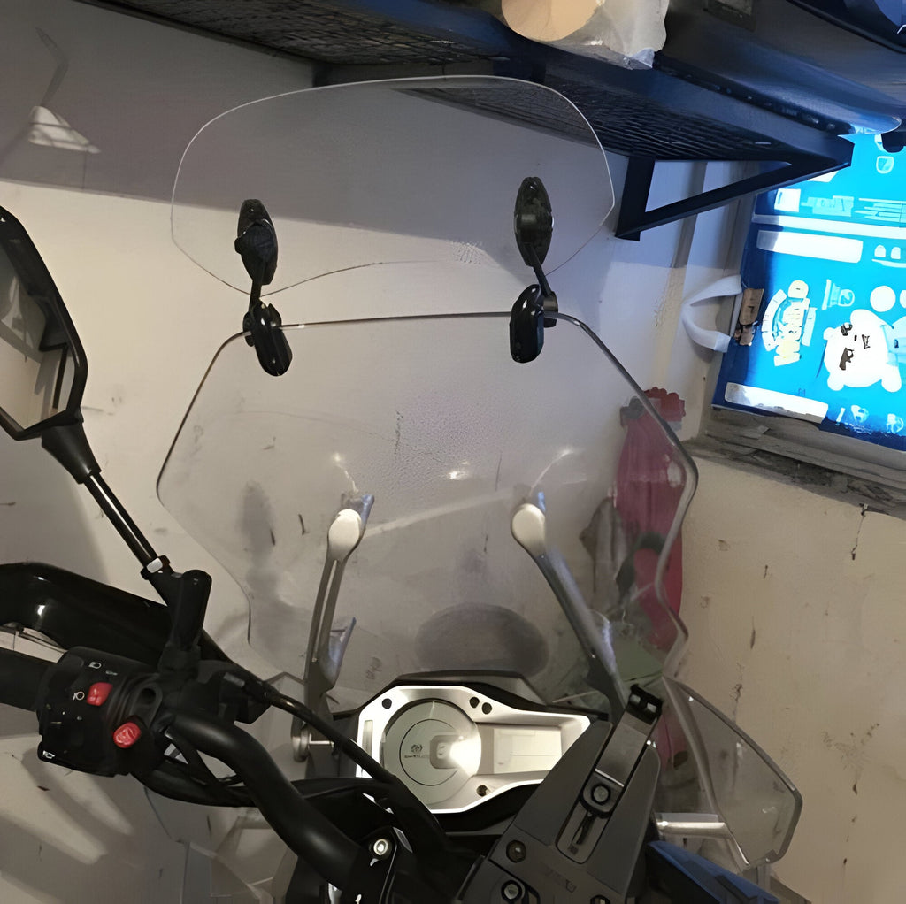 Clear Windshield Extension Panel with Adjustable Clamp Mounting for Motorcycles
