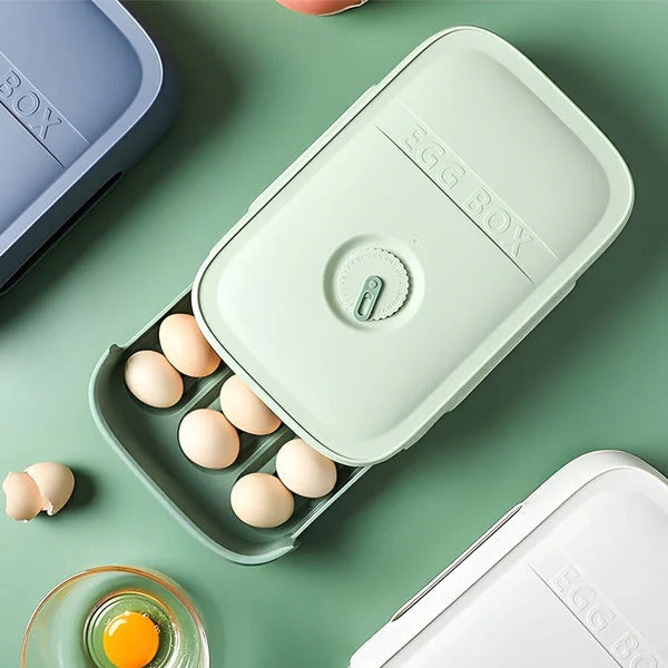 Egg Tray Holder with Rotating Date Dial and Stackable  Design