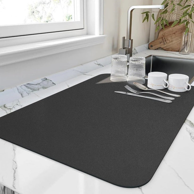 Absorbent Dish Drying Mat with Porous Microfiber and Fast  Evaporation