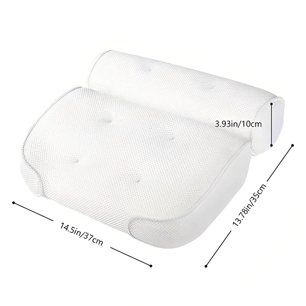 Ergonomic Bath Pillow with 6 Suction Cups and Mesh Surface for Head and Neck Support