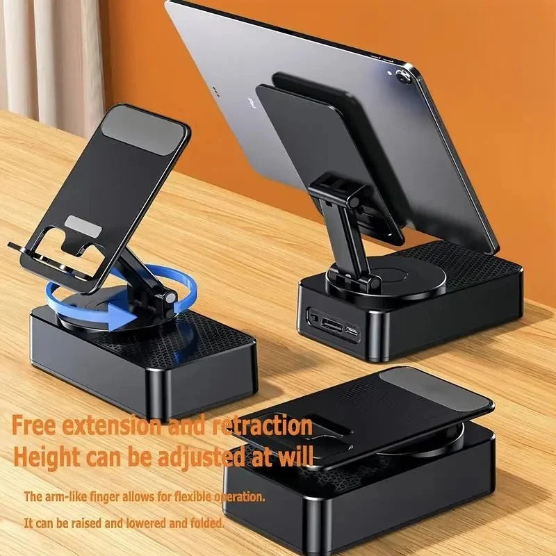 Foldable Phone Stand with Wireless Speaker and 1500mAh Power Bank, Color LED  Base