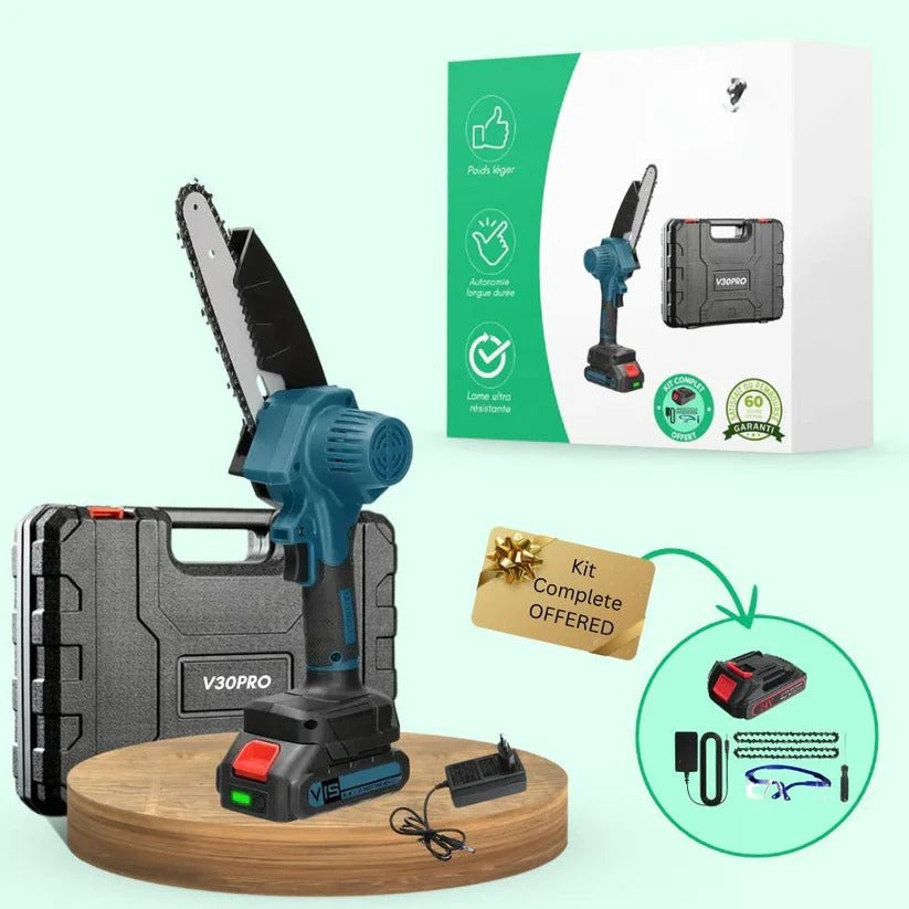 Cordless Electric Chainsaw with 1000W Motor and 30-Minute Battery,  Lightweight