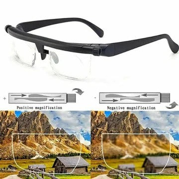 Adjustable Focus Glasses for Near and Far Vision with Dial-Control Precision Adjustment