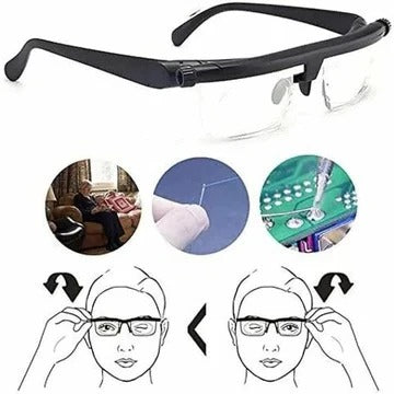 Adjustable Focus Glasses for Near and Far Vision with Dial-Control Precision Adjustment