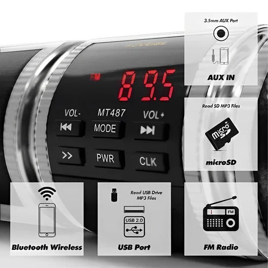 Handlebar-Mounted Bluetooth Motorcycle Speaker System
