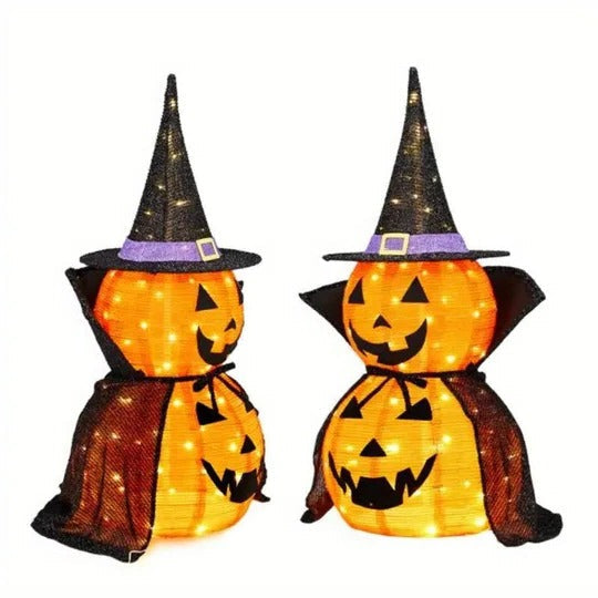 Collapsible Lighted Pumpkin Decorations for Indoor and Outdoor Halloween Display