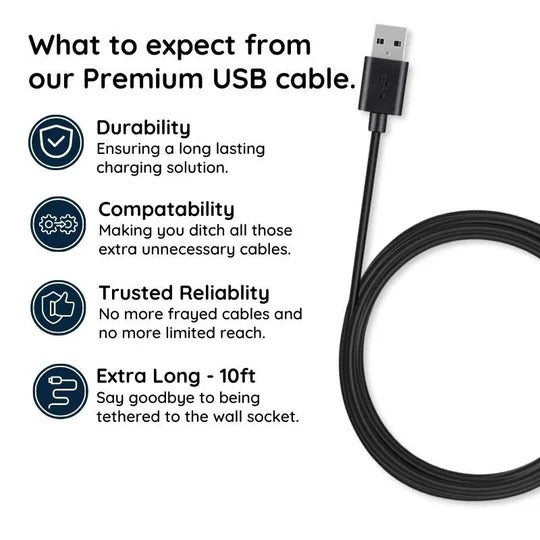 10-Foot Micro USB Charging and Data Transfer Cable for Extended Reach Use