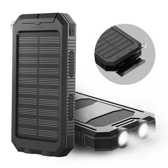 High-Capacity Waterproof Solar Power Bank With Dual USB Ports
