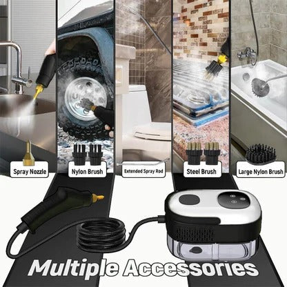 Handheld Steam Cleaner with 4.5 Bar Pressure and 5 Brush Attachments, 6 Speed  Levels