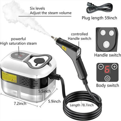 Handheld Steam Cleaner with 4.5 Bar Pressure and 5 Brush Attachments, 6 Speed  Levels