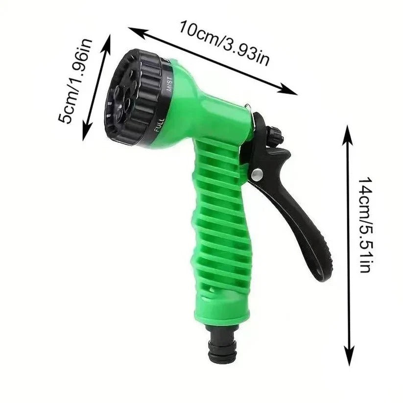 Expandable Garden Hose with Seven Spray Nozzle and Flow Control  Lever