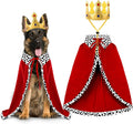 Halloween Dog King Costume, Royal Cape with Crown for Medium and Large Dogs, Pet Costume for Parties