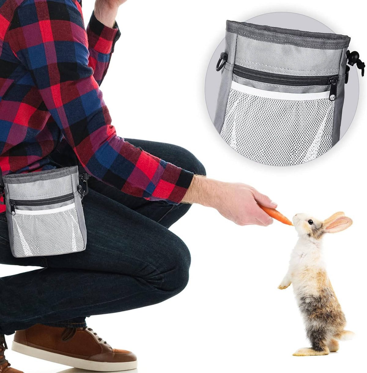 Dog & Bird Training & Travel Treat Pouch Bag, Gray Pet Training Snack Bag