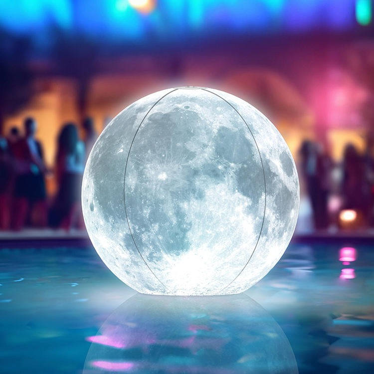 Full Moon Floating Pool Lights, Solar Powered, 14in Inflatable Light Up Pool Balls for Swimming Pool, Solar Pool Lights That Float