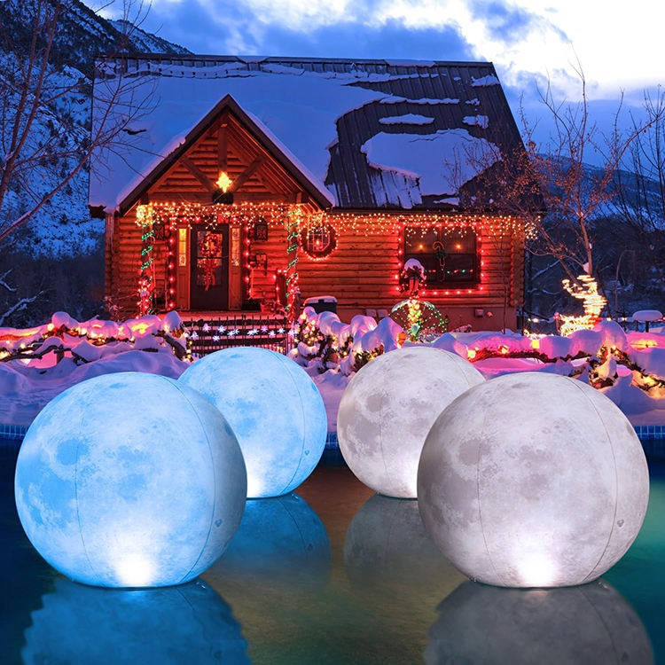 Full Moon Floating Pool Lights, Solar Powered, 14in Inflatable Light Up Pool Balls for Swimming Pool, Solar Pool Lights That Float