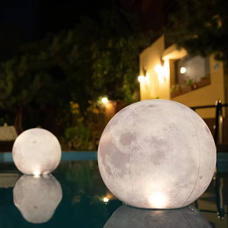 Full Moon Floating Pool Lights, Solar Powered, 14in Inflatable Light Up Pool Balls for Swimming Pool, Solar Pool Lights That Float