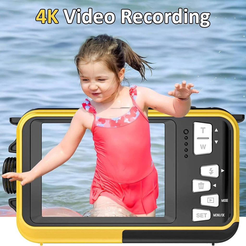 4K 64MP Underwater Digital Camera, Waterproof Camera for Swimming, Snorkeling and Diving