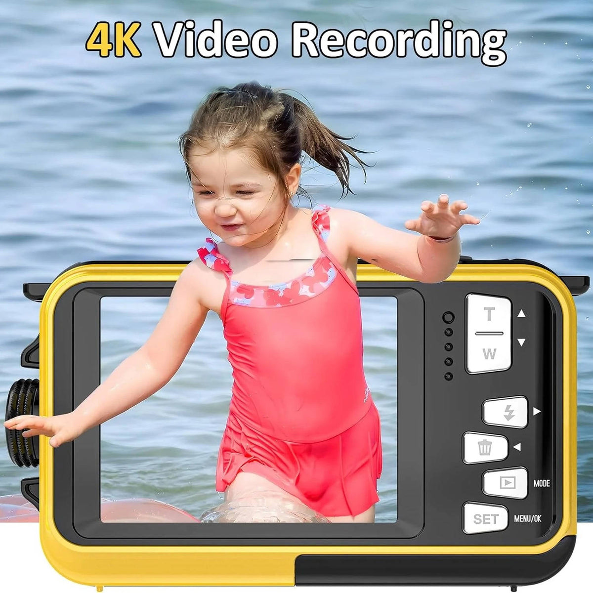 4K 64MP Underwater Digital Camera, Waterproof Camera for Swimming, Snorkeling and Diving