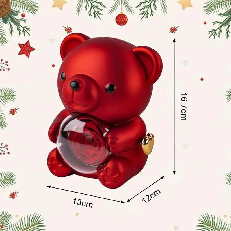 Eternal Forever cute rose bear with romantic heart necklace, best gift for girlfriend, wife, Mothers Day, Christmas, anniversary