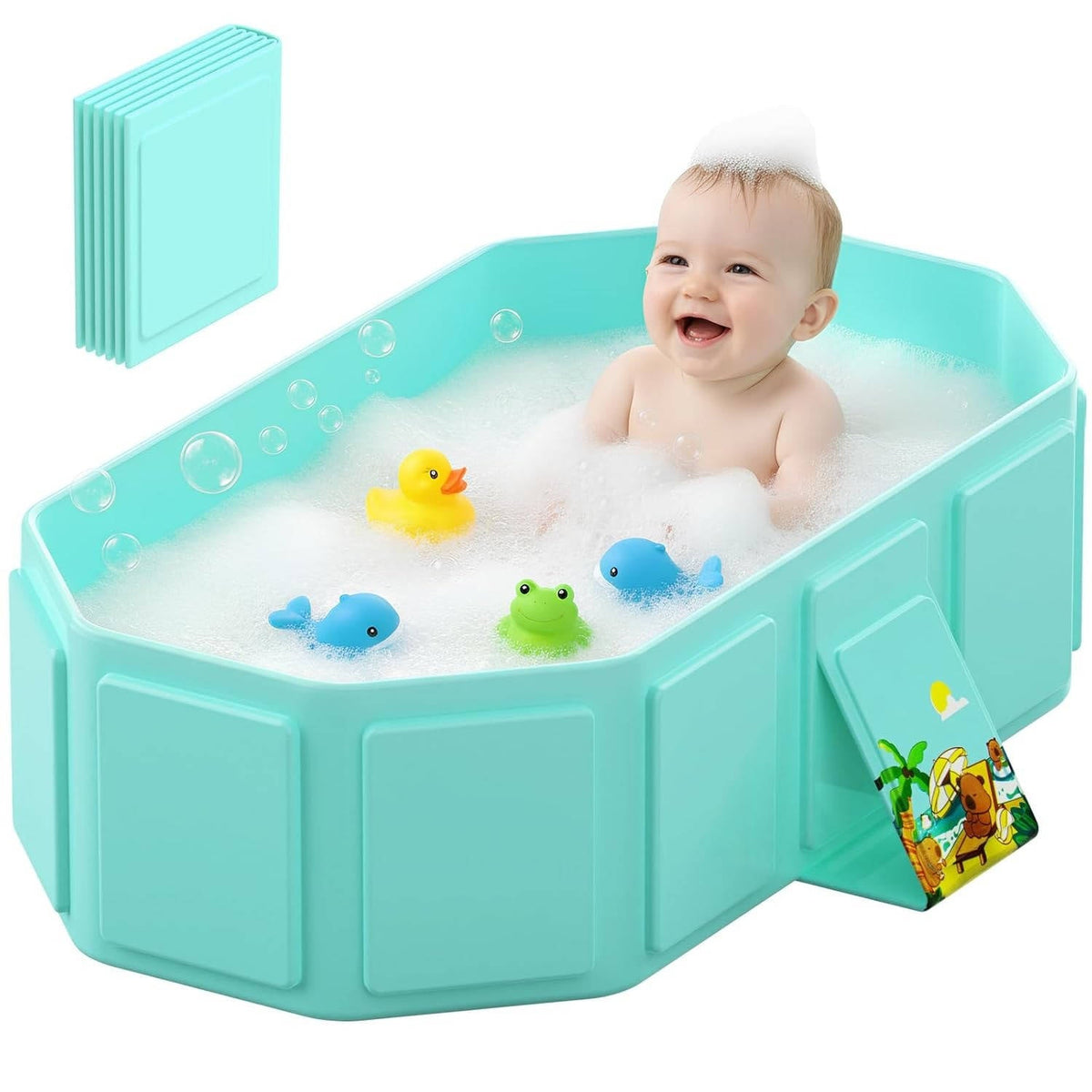 Collapsible Baby Bathtub with Inflatable Edge for Travel
