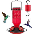 16 OZ Glass Hummingbird Feeders for Outdoors, with 4 Bee Guard Feeding Ports & Built in Ant Moat