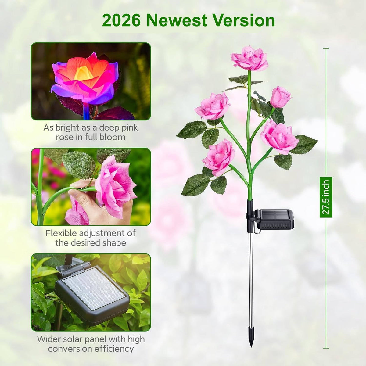 3 Pack Solar Rose Garden Lights with Color Changing LEDs