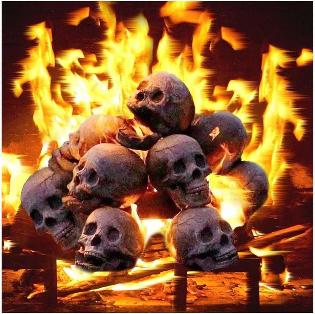 Ceramic Fire Pit Skull Logs with Heat Resistant Design for Halloween Bonfires