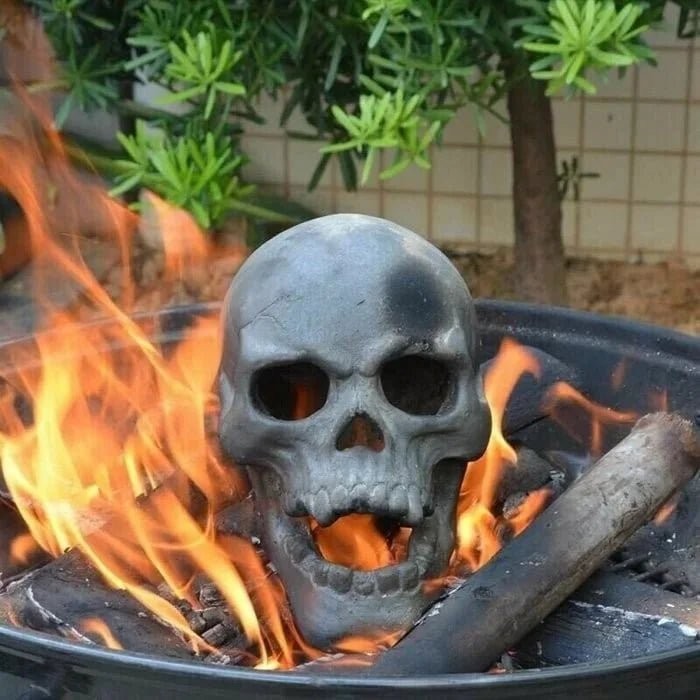 Ceramic Fire Pit Skull Logs with Heat Resistant Design for Halloween Bonfires