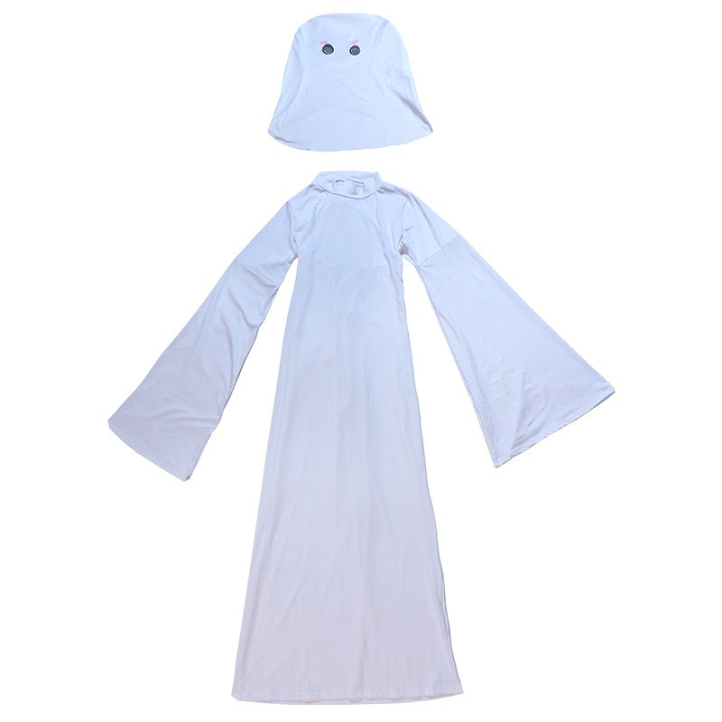 Ghost Bride Cosplay Costume with Floor Length Dress and Head Veil